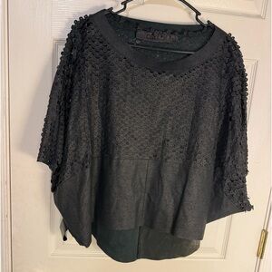 Drome laser cut leather batwing‎ sleeved shirt size medium
